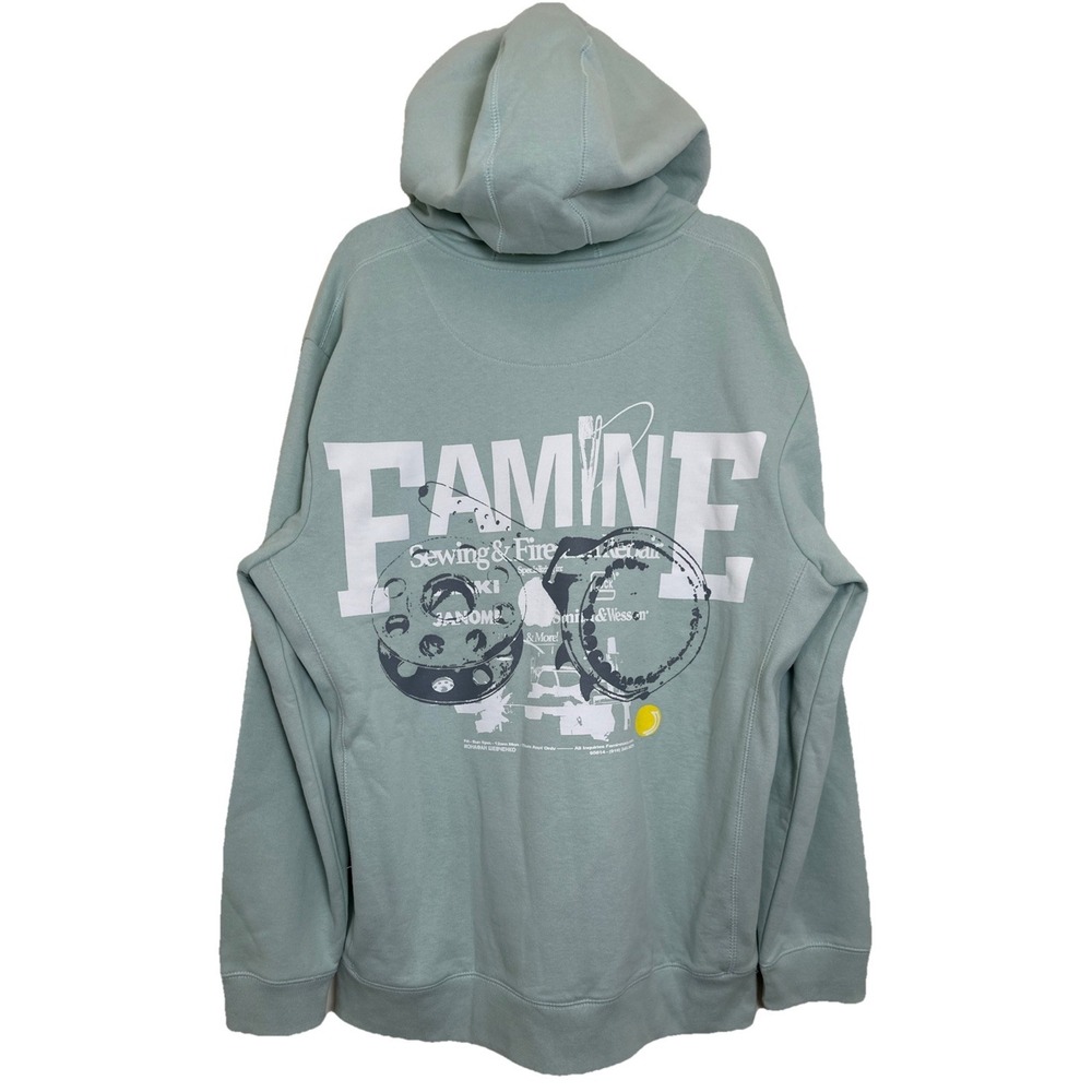 Famine Hoodie Full Zip Sewing And Fire Arm Repair‎ Men's XL Blue Green